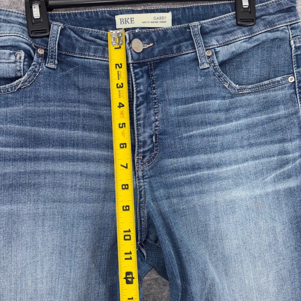BKE Gabby Curvy High Rise Straight Leg Distressed Raw Hem Jeans 33x33.5 ABK465 - Picture 6 of 12
